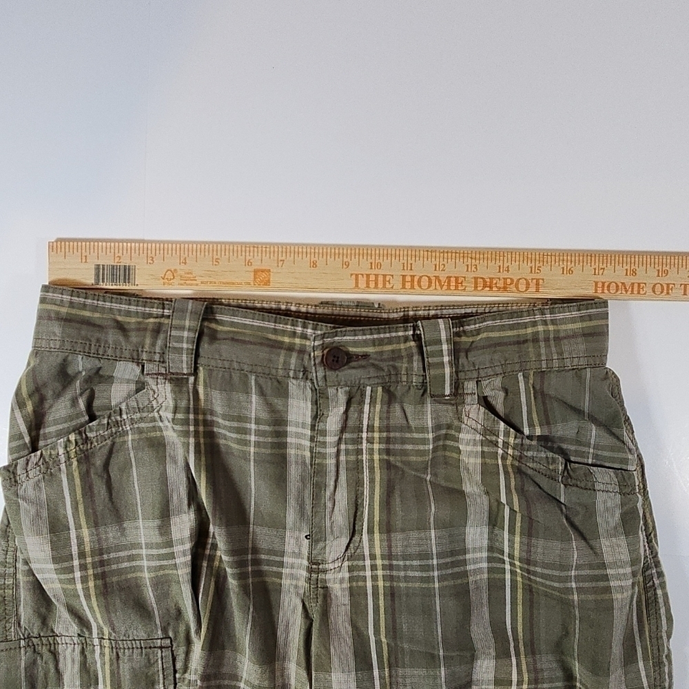 MARMOT Cargo Shorts Mens 34 Green Casual Outdoors Hiking Pockets Cotton Plaid - Picture 8 of 10